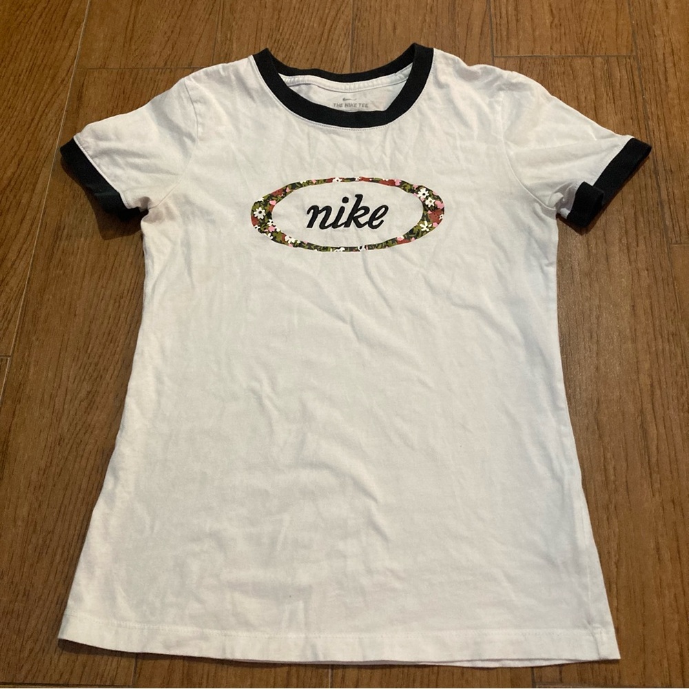 Y2K Nike Floral Ringer T-Shirt Sz XS